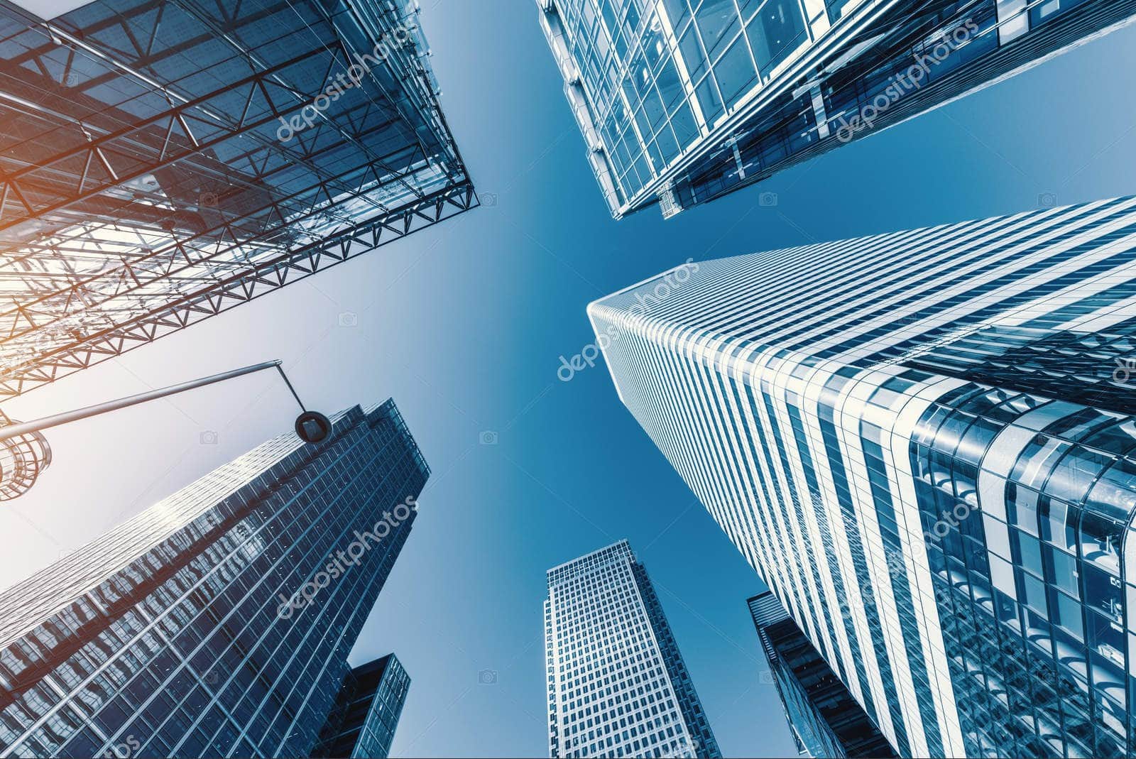 skyscrapers in a finance district